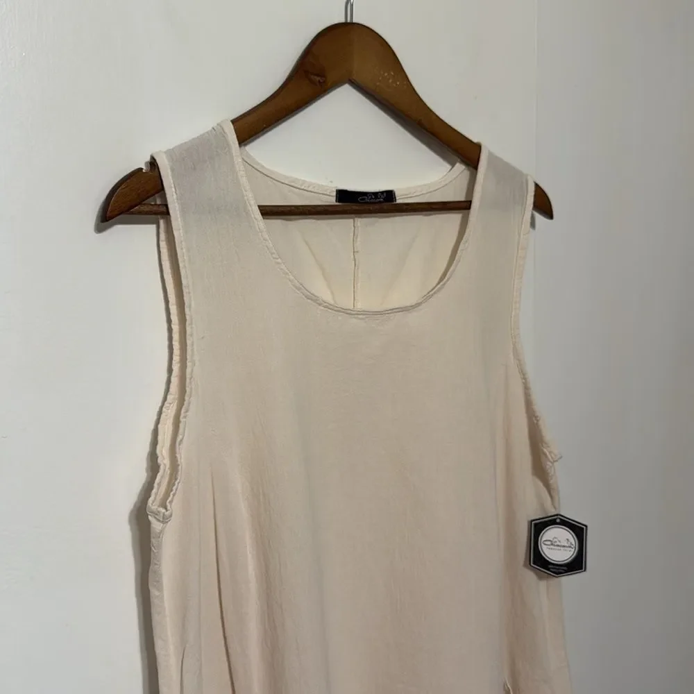 NWT Giocam 100% Peruvian Cotton Tank Dress with Pockets Lagenlook - Picture 2 of 14